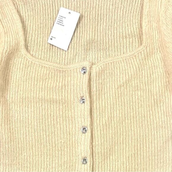 Urban Outfitters Ashley Puff Sleeve Cardigan in Neutral - Picture 6 of 12